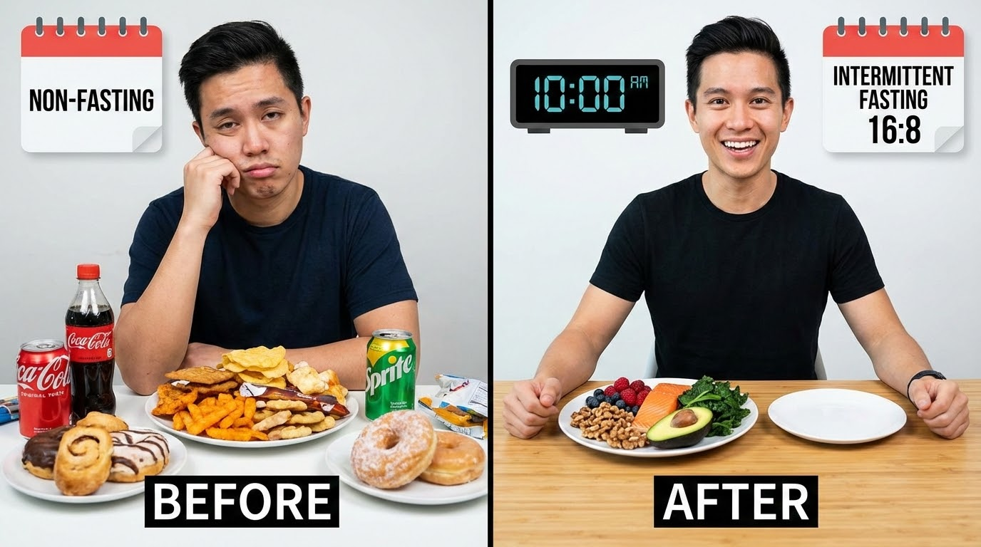 intermittent fasting for weight loss transformation with brain foods before after plates