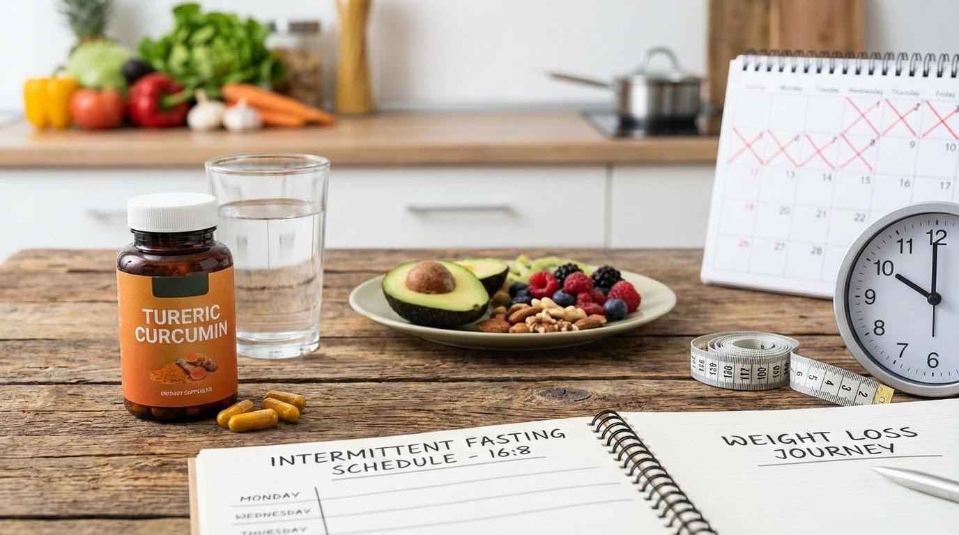 turmeric curcumin supplement aiding intermittent fasting for weight loss journey